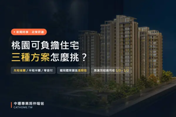 桃園可負擔住宅三方案：先租後購、半租半購、零首付比較｜中壢專業房仲喵爸