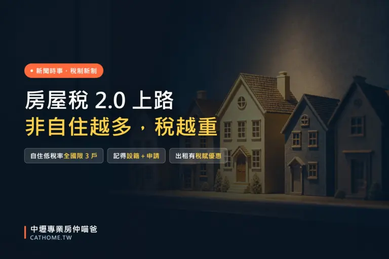 房屋稅 2.0 上路：非自住持有越多稅率越高與自住三戶限制｜中壢專業房仲喵爸