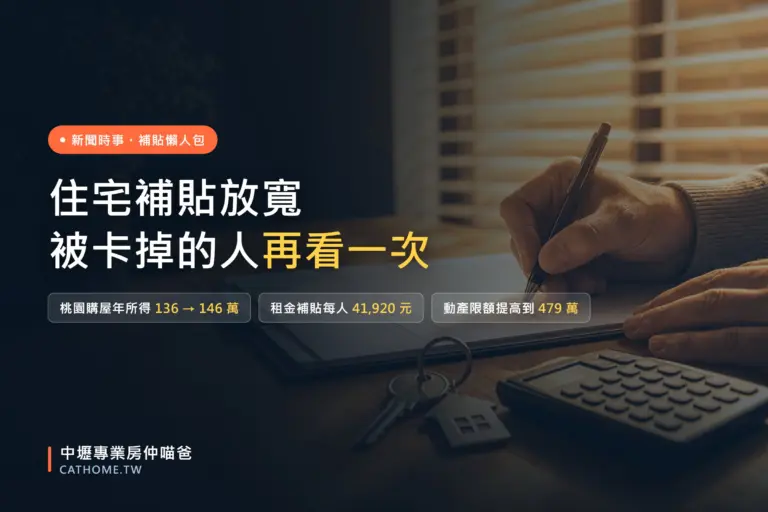 住宅補貼新制放寬：桃園購屋與租金補貼所得門檻一次看｜中壢專業房仲喵爸