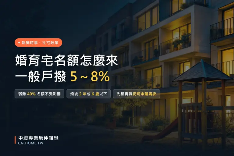 婚育宅名額怎麼來？社宅一般戶撥 5 至 8 趴給育兒家庭｜中壢專業房仲喵爸