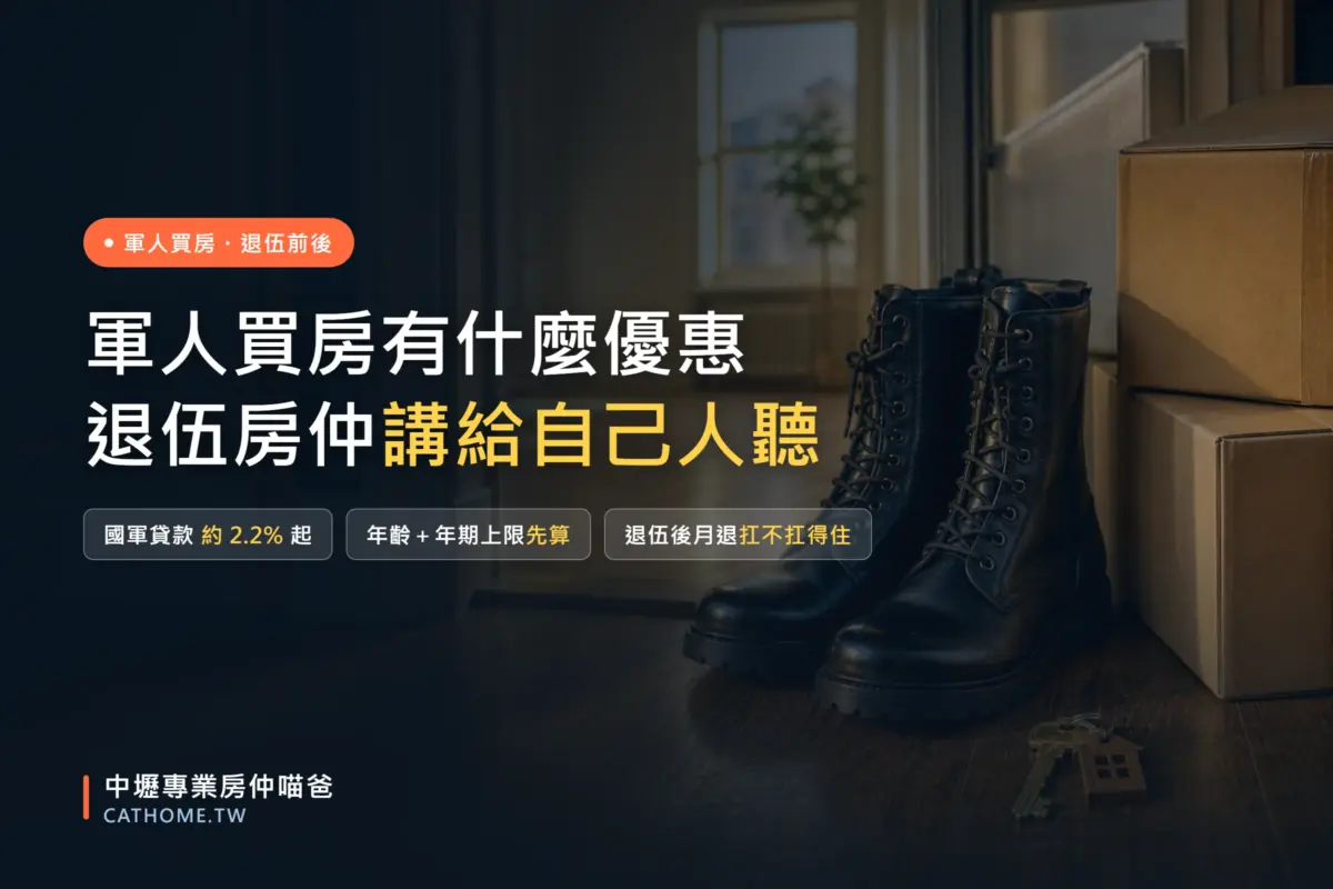 軍人買房有什麼優惠－國軍貸款約 2.2% 起、年齡加年期先算、退伍後月退扛不扛得住